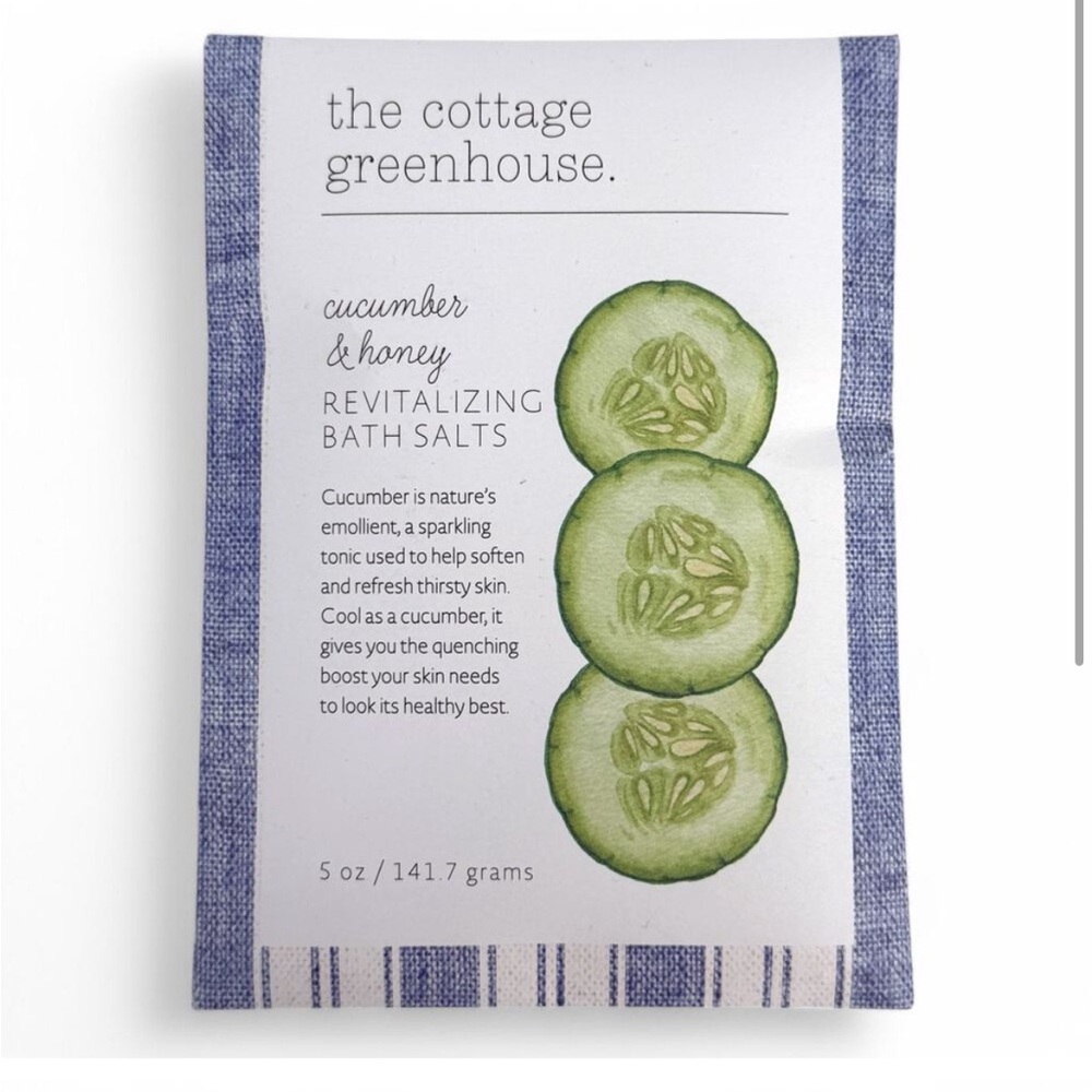 The Cottage Greenhouse Cucumber Honey salts and lip balm set